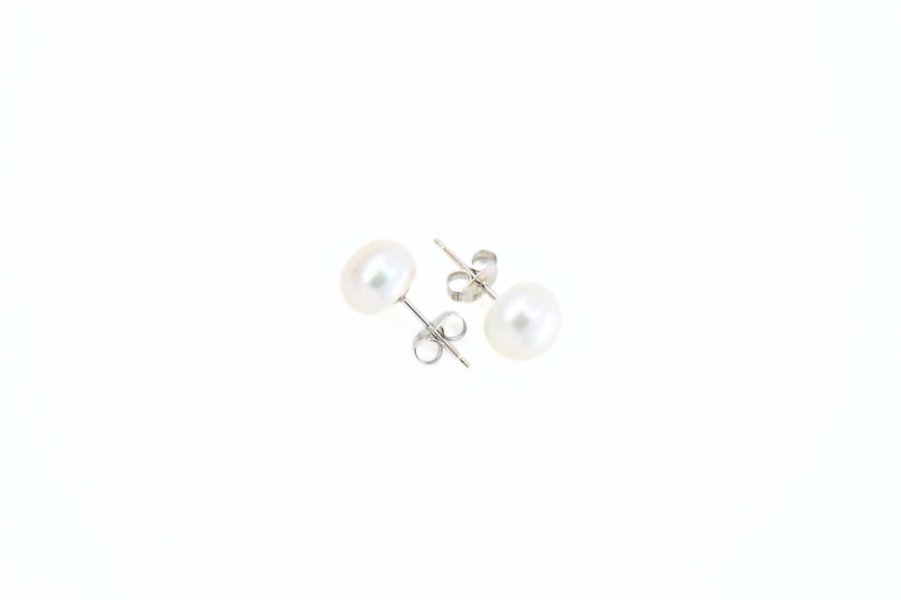 Laurene - Large Freshwater Pearl Sterling Silver Stud Earrings