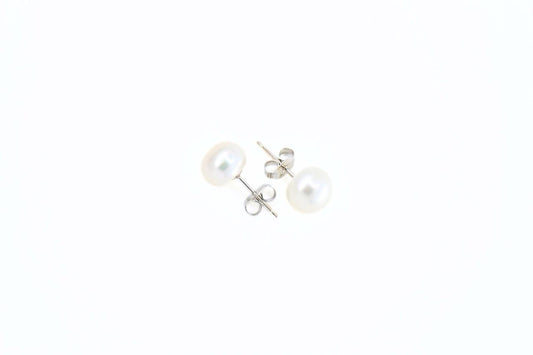 Laurene - Large Freshwater Pearl Sterling Silver Stud Earrings