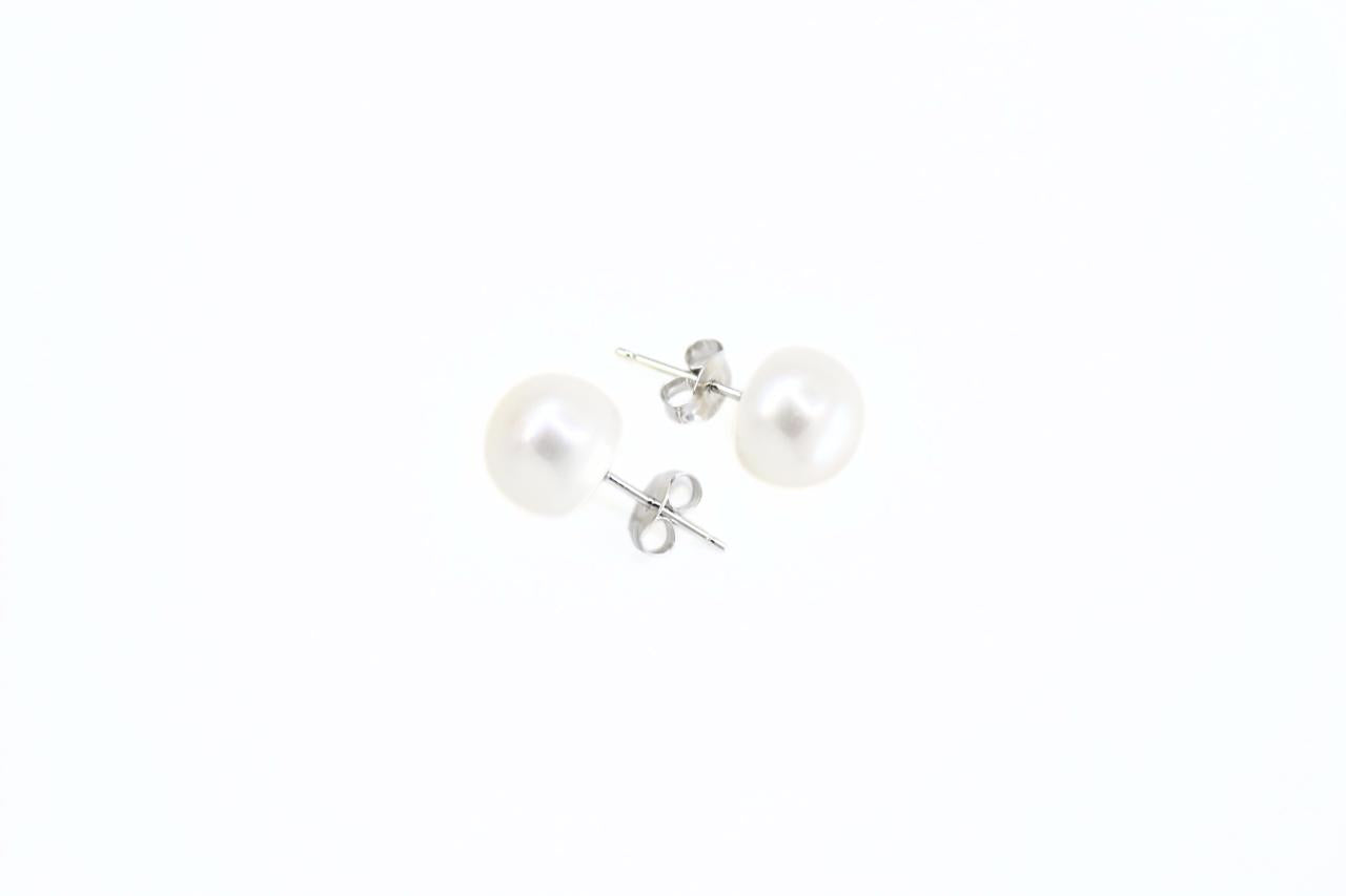 Laurene - Large Freshwater Pearl Sterling Silver Stud Earrings