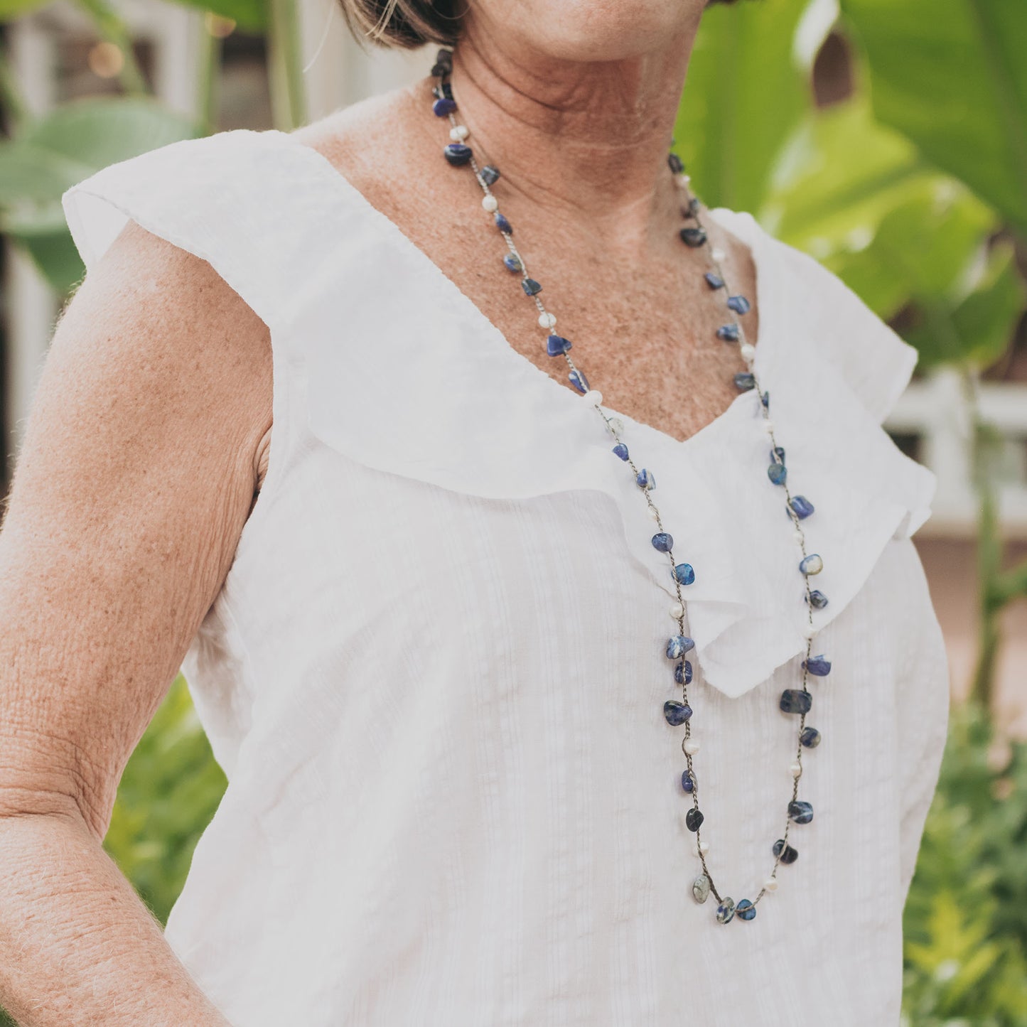 Lexi - Crochet Stone and Freshwater Pearl Necklace