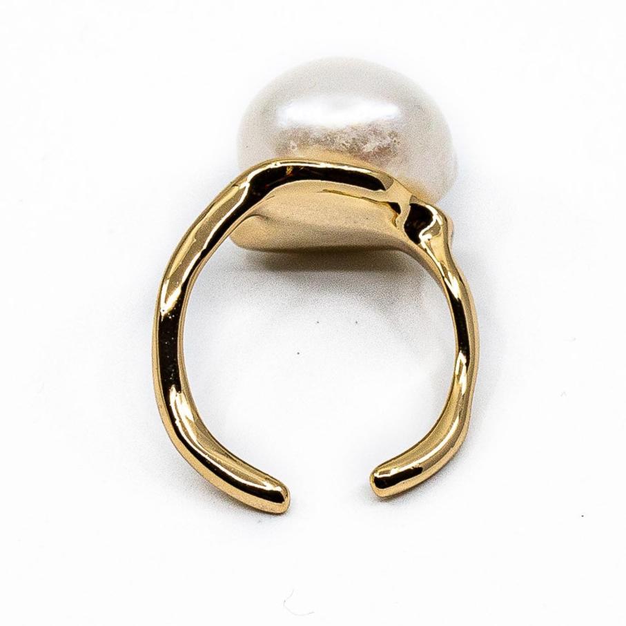 Lucia - Gold-Tone Freshwater Pearl Adjustable Ring