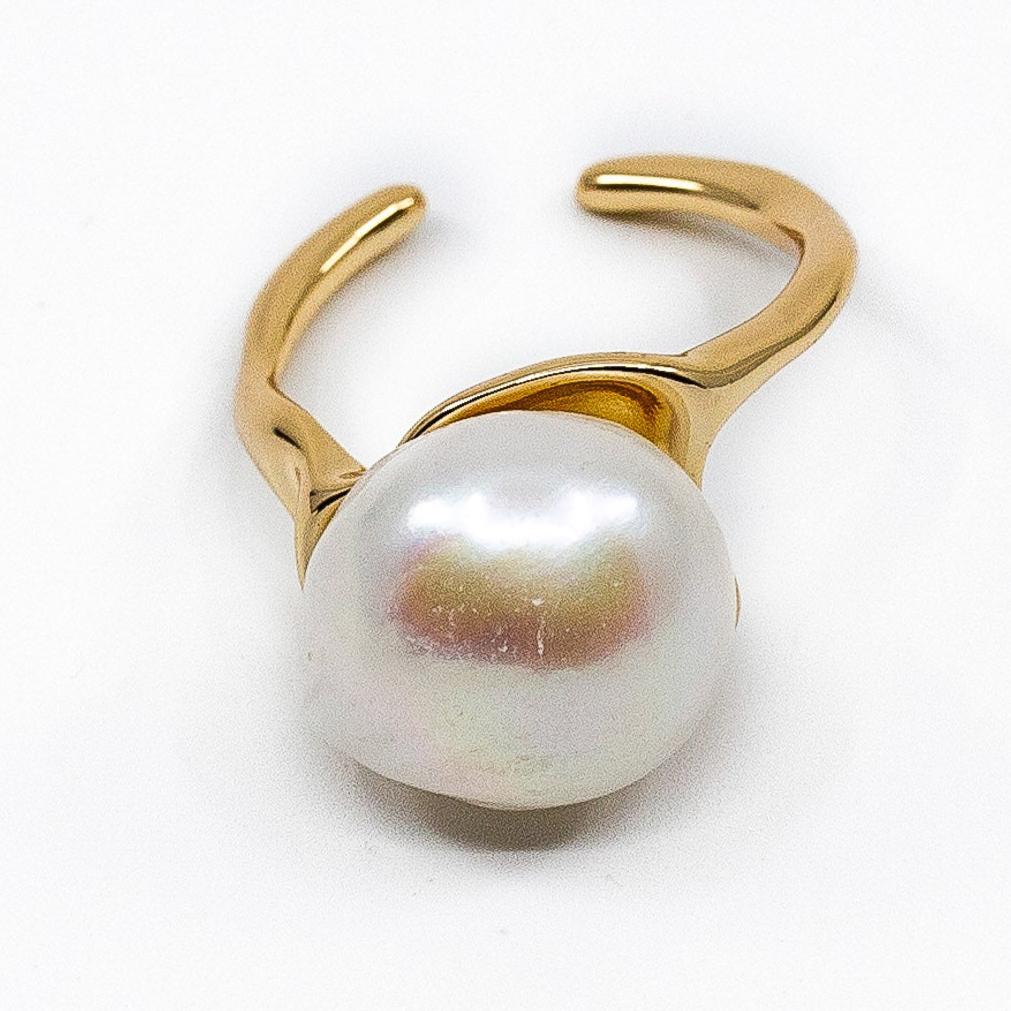 Lucia - Gold-Tone Freshwater Pearl Adjustable Ring