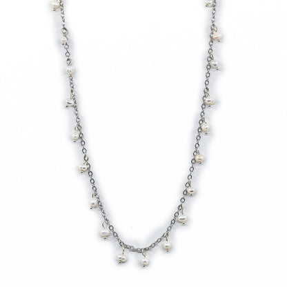 Mari - Petite Paperclip Freshwater Pearl Necklace