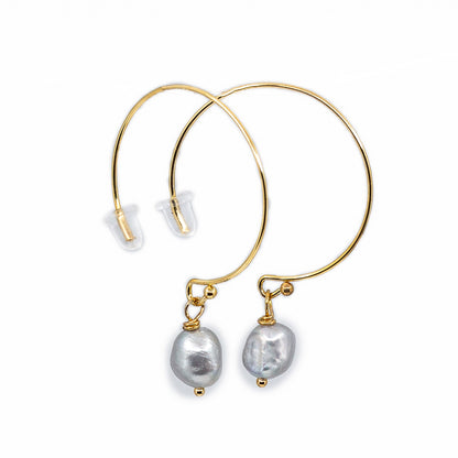 Mele - Gold-Tone Hoop Freshwater Pearl Earrings