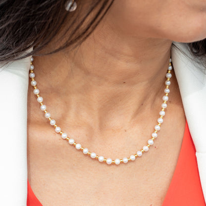 Mia - Gold-Tone Bead and Petite Freshwater Pearl Necklace