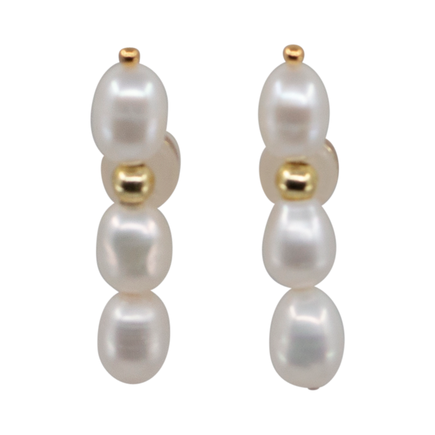 Mikala - Gold-Tone Beads and Freshwater Pearl Drop Earrings