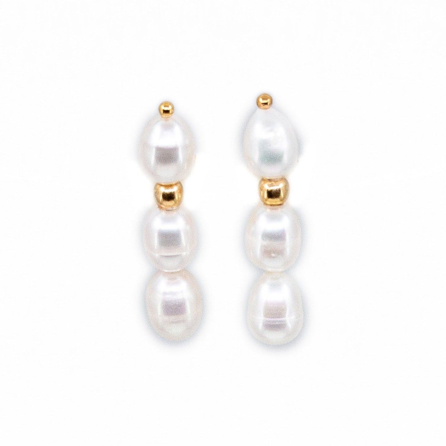 Mikala - Gold-Tone Beads and Freshwater Pearl Drop Earrings