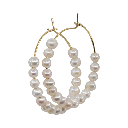 Nalani - Gold-Tone Freshwater Pearl Hoop Earrings