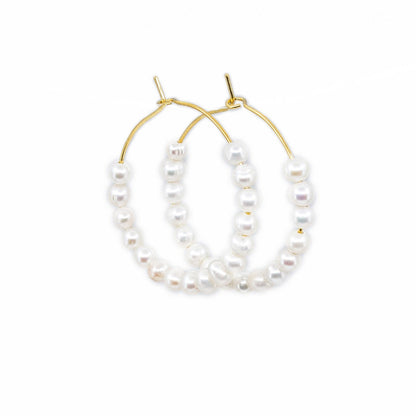 Nalani - Gold-Tone Freshwater Pearl Hoop Earrings