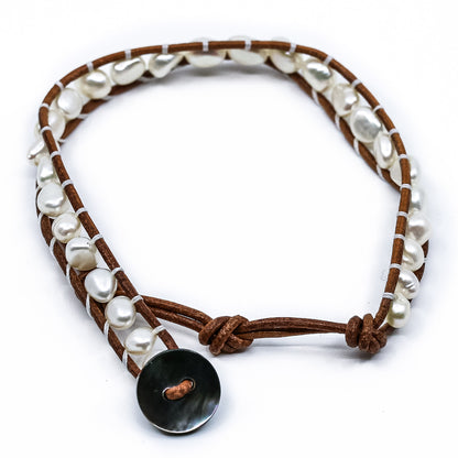 Niari - Freshwater Pearl Leather Bracelet