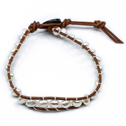 Niari - Freshwater Pearl Leather Bracelet