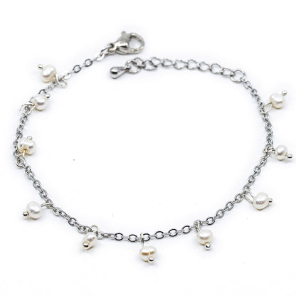 Nyasa - Gold-Tone Petite Paperclip Freshwater Pearl Bracelet