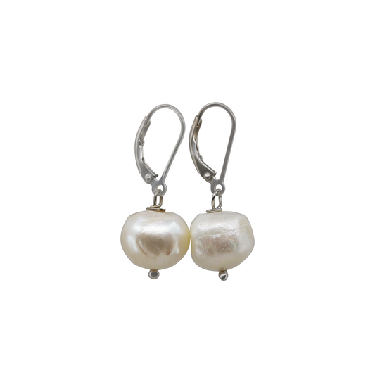 Oceana - Silver-Tone Freshwater Pearl Drop Earrings