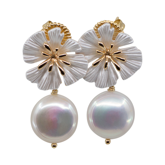 Selu - Gold-Tone Freshwater Pearl Coin Earrings