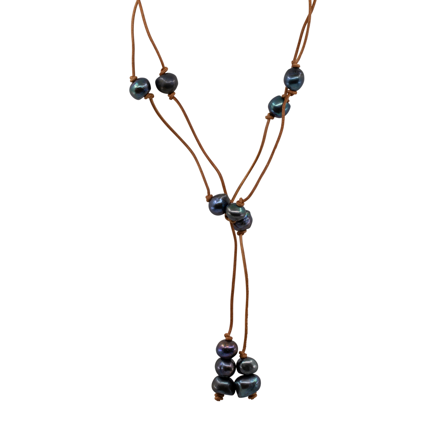 Susanne - Leather Freshwater Pearl Lariat Necklace