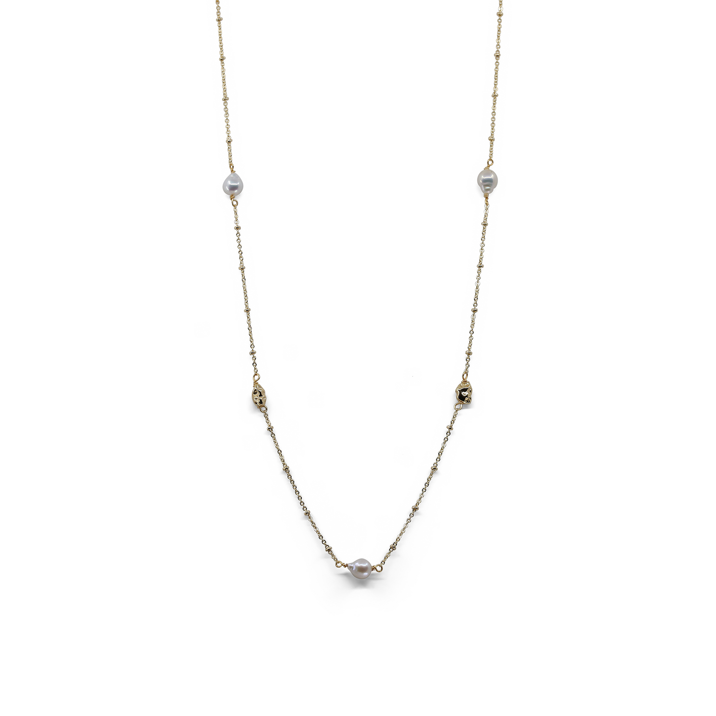 Teri  - Gold-Tone Paperclip Freshwater Pearl Necklace