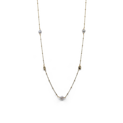 Teri  - Gold-Tone Paperclip Freshwater Pearl Necklace