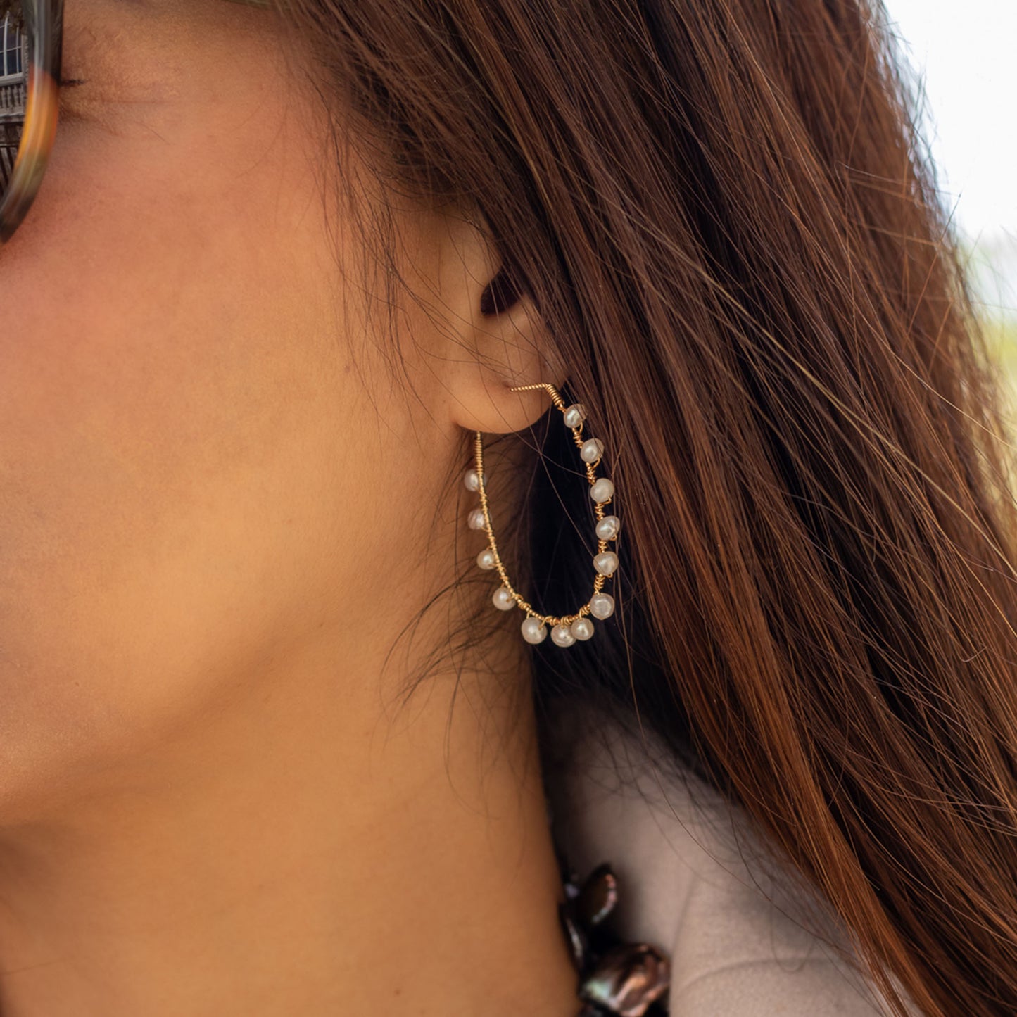Ulani - Gold-Tone Freshwater Pearl Dangle Earrings