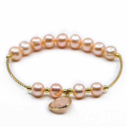 Valencia - Gold-Tone Freshwater Pearl Stretch Bracelet