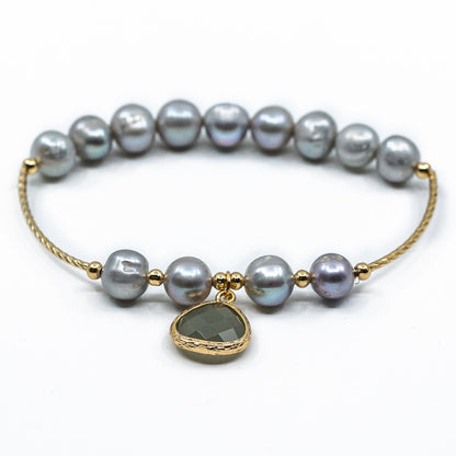 Valencia - Gold-Tone Freshwater Pearl Stretch Bracelet