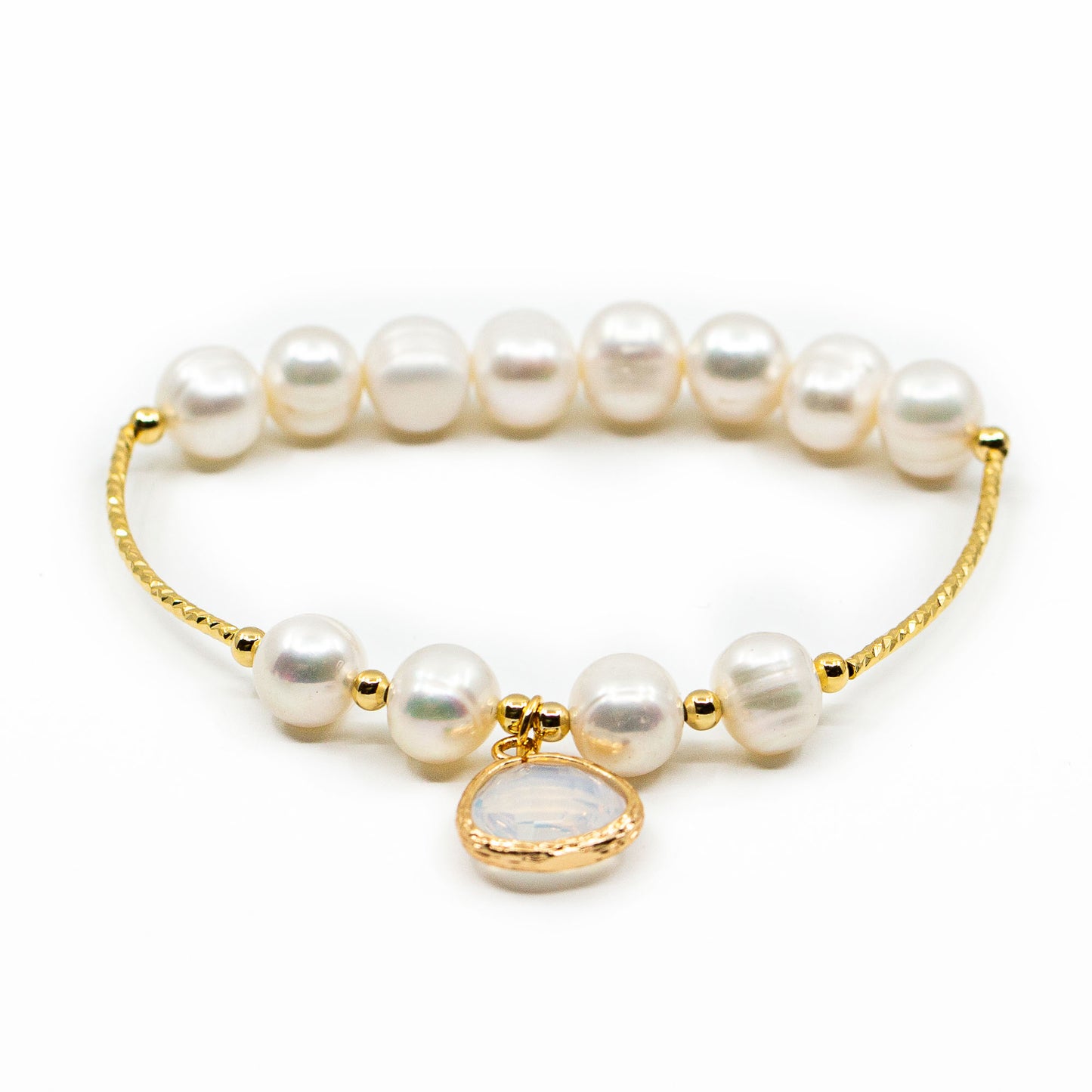 Valencia - Gold-Tone Freshwater Pearl Stretch Bracelet