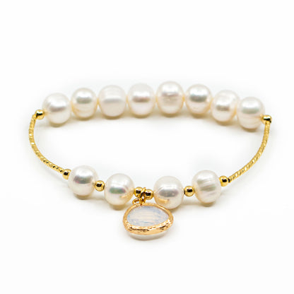 Valencia - Gold-Tone Freshwater Pearl Stretch Bracelet