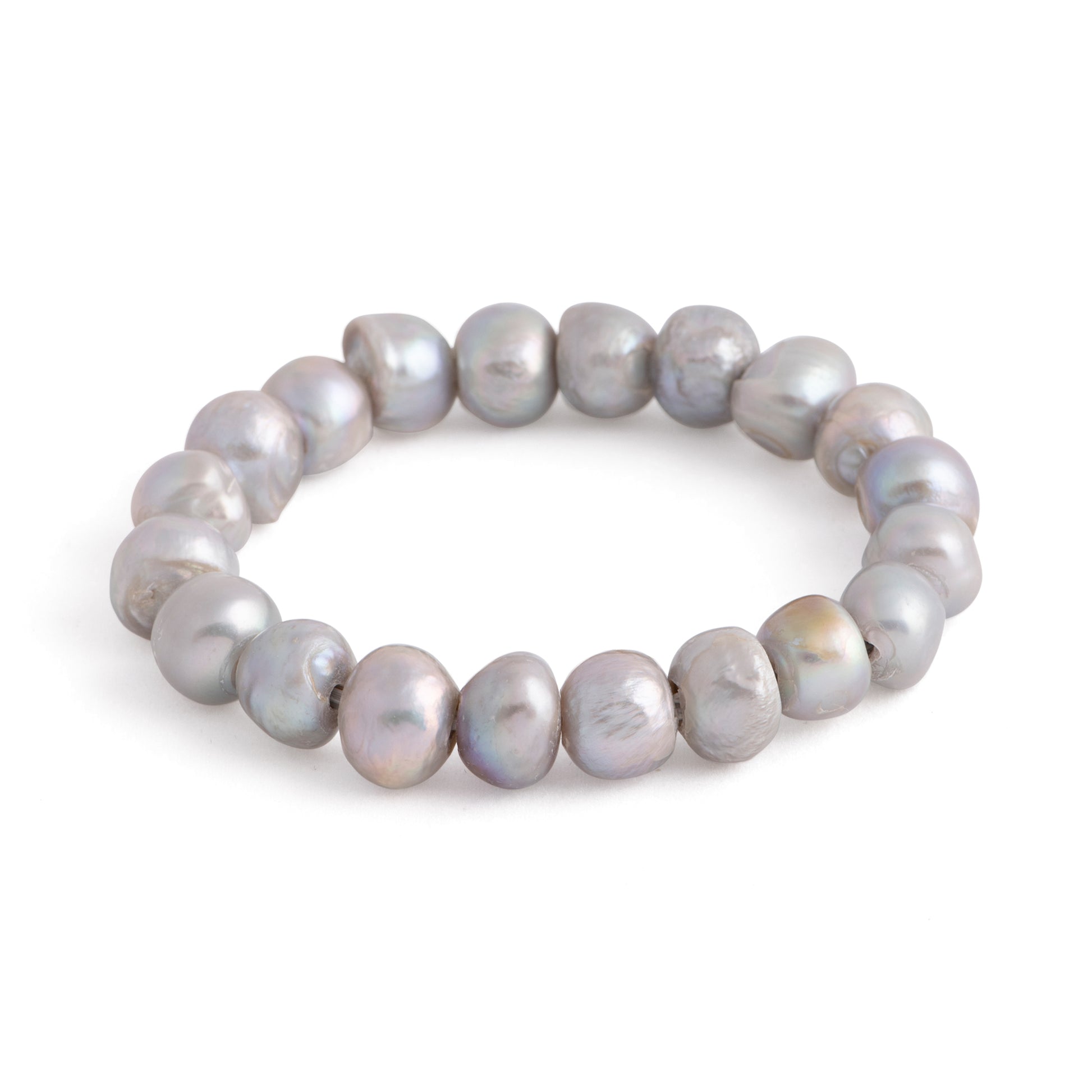 Euphrates - Freshwater pearl stretch bracelet (Silver pearls)