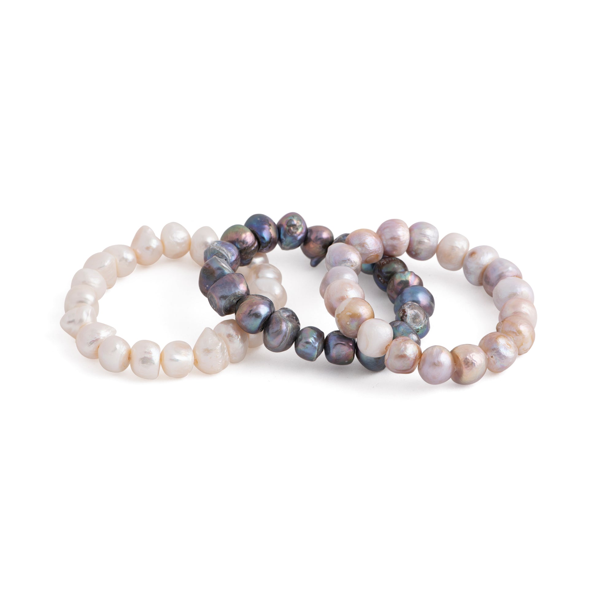 Euphrates - Freshwater pearl stretch bracelet (White, Dark Grey and Natural Bracelets)
