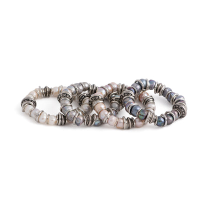 Madeira - Freshwater pearl stretch bracelet with charm (All 4 colors)