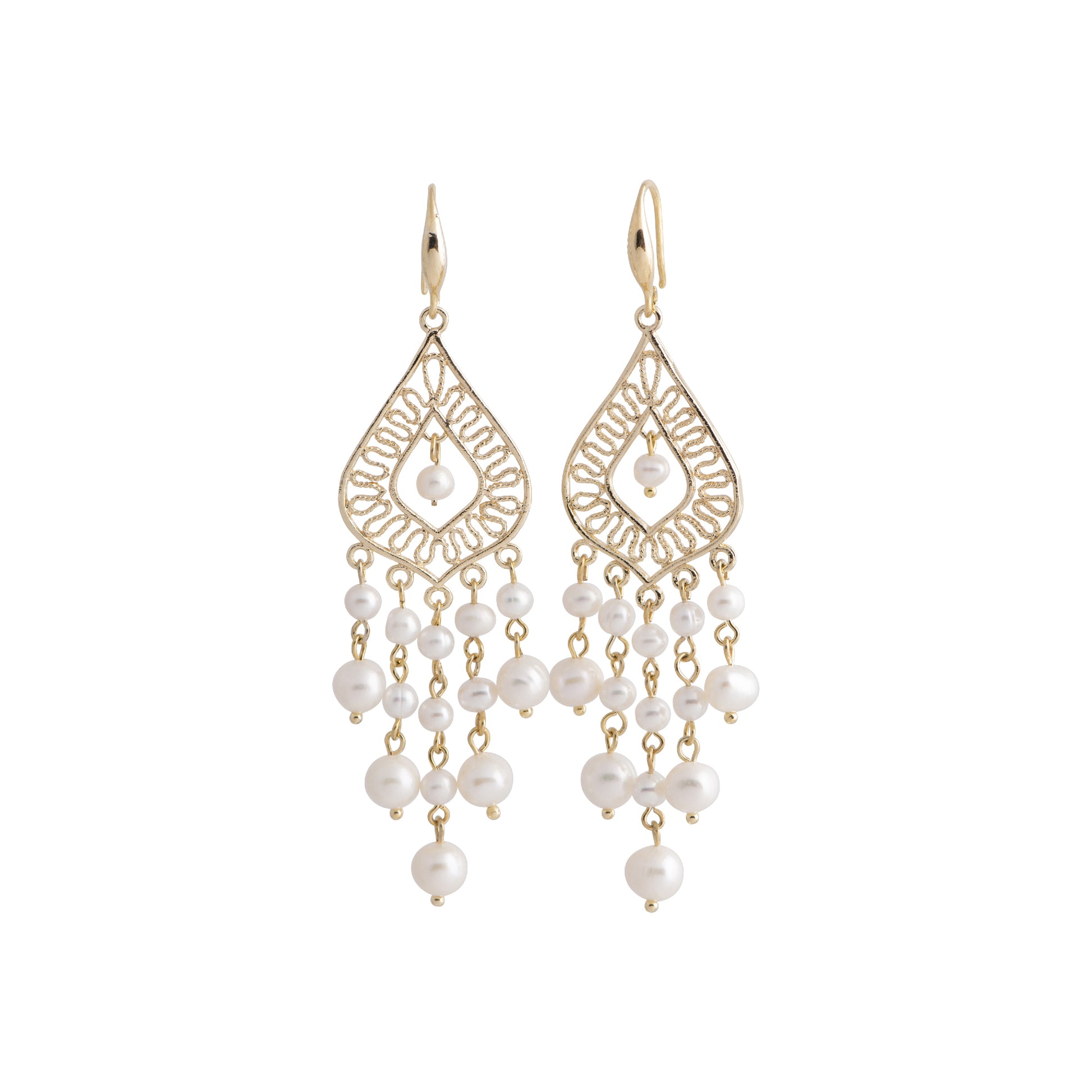 Adelina - Gold-tone pearl dangle earrings