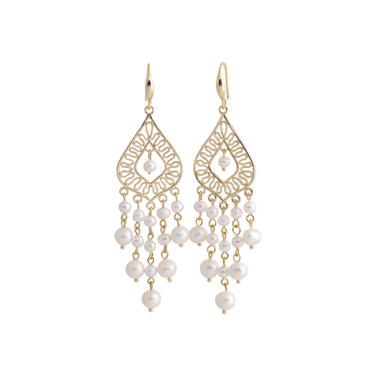 Adelina - Gold-tone pearl dangle earrings