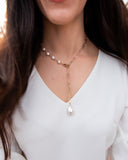 Amanda - Gold-Tone Paperclip and Freshwater Pearl Necklace