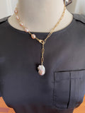 Amanda - Gold-Tone Paperclip and Freshwater Pearl Necklace