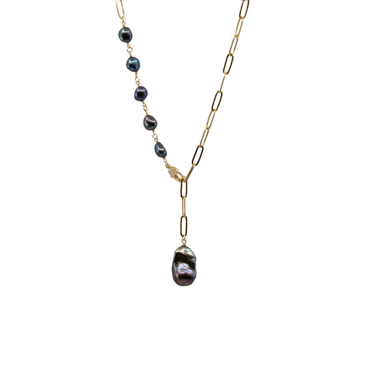 Amanda Necklace (Dark Grey Pearl)