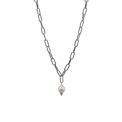 Ann - Short Paperclip Freshwater Pearl Necklace