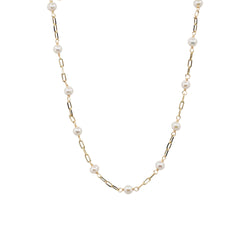 Brigett - Gold-Tone Petite Paperclip Freshwater Pearl Necklace
