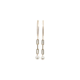 Camelia - Gold-Tone Petite Paperclip Freshwater Pearl Dangle Earrings