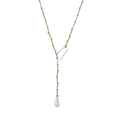 Carina - Adjustable baroque pearl necklace (Tan)