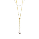 Jacque - Long Freshwater Pearl and Gold-Tone Chain Lariat