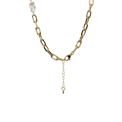 Chelsea - Long Gold-Tone Paperclip Freshwater Pearl Baroque Necklace