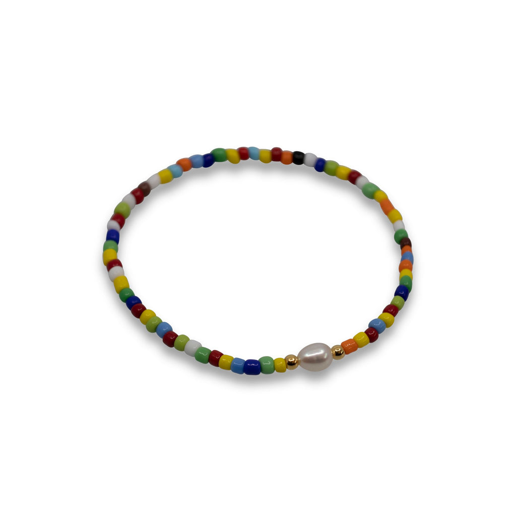 Congo - Seed Bead and Freshwater Pearl Stretch Bracelet