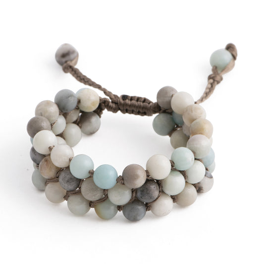 Galilee - Adjustable cuff natural stone bracelet (Amazonite)