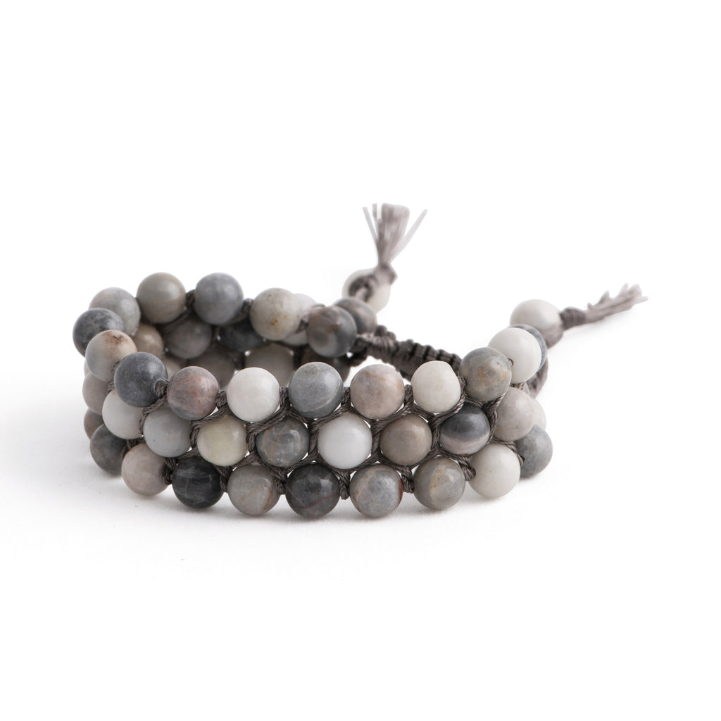 Galilee - Adjustable cuff natural stone bracelet (Grey)