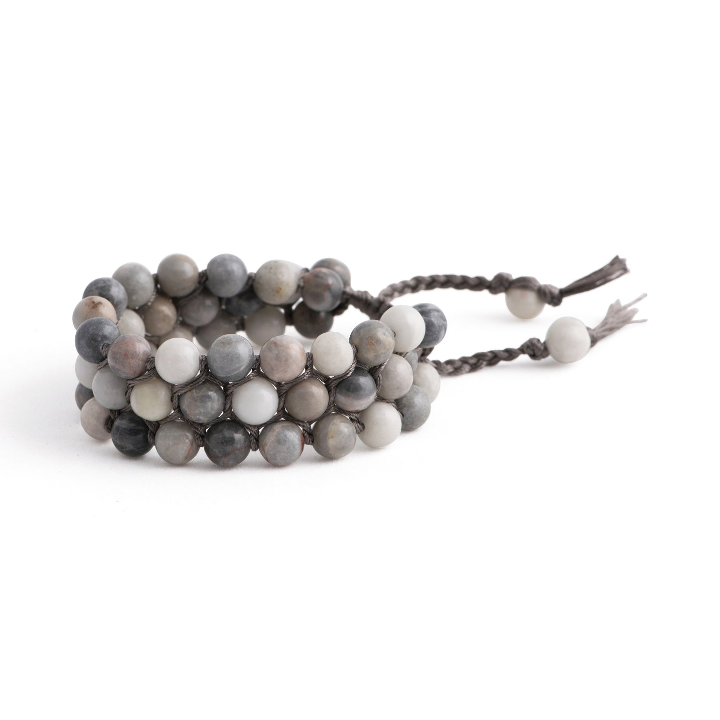 Galilee - Adjustable cuff natural stone bracelet (Grey #2)
