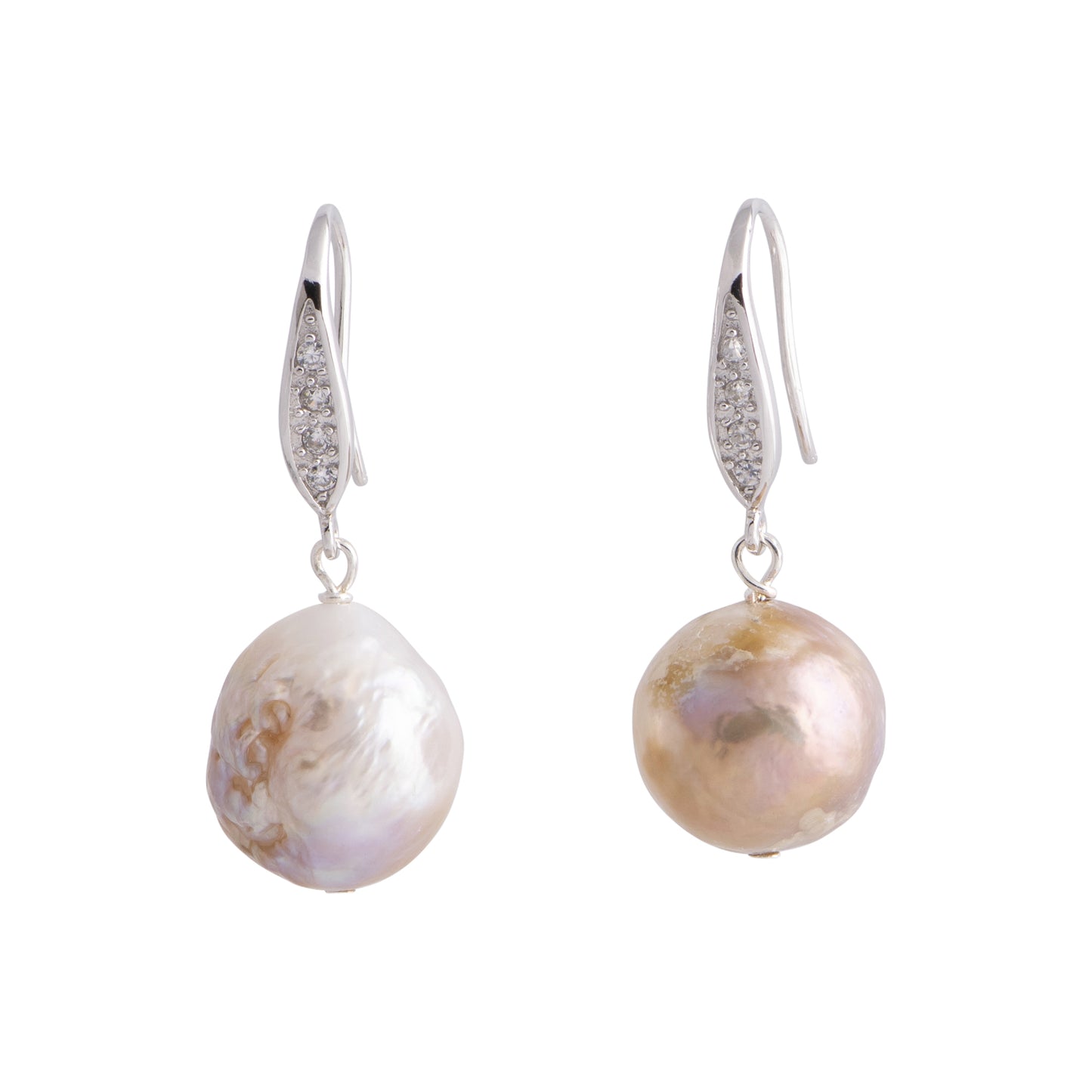 Amara - Bridal drop earrings pearl and crystal (Natural pearls)