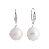 Amara - Bridal drop earrings pearl and crystal (White pearls)