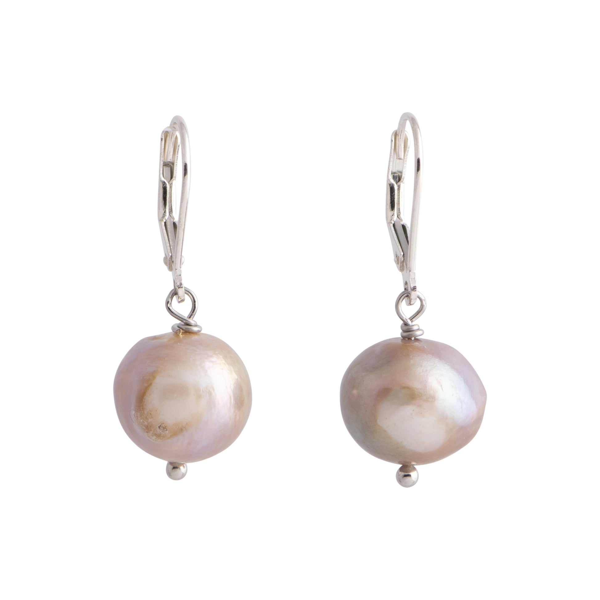 Oceana - Silver-tone pearl hinged earrings (Natural pearls)