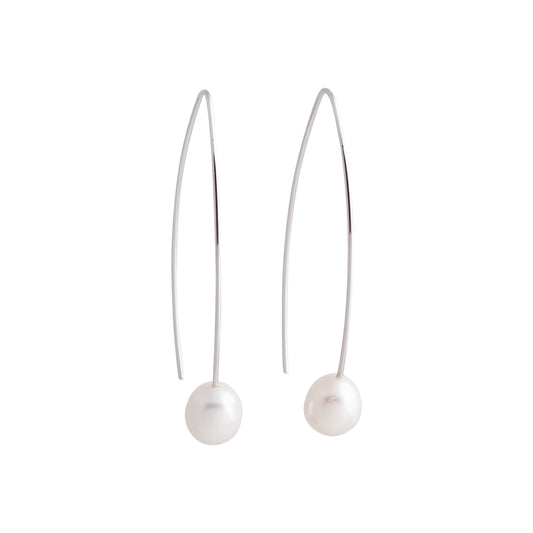 Ailani - Silver-tone pearl drop earrings (White pearls)