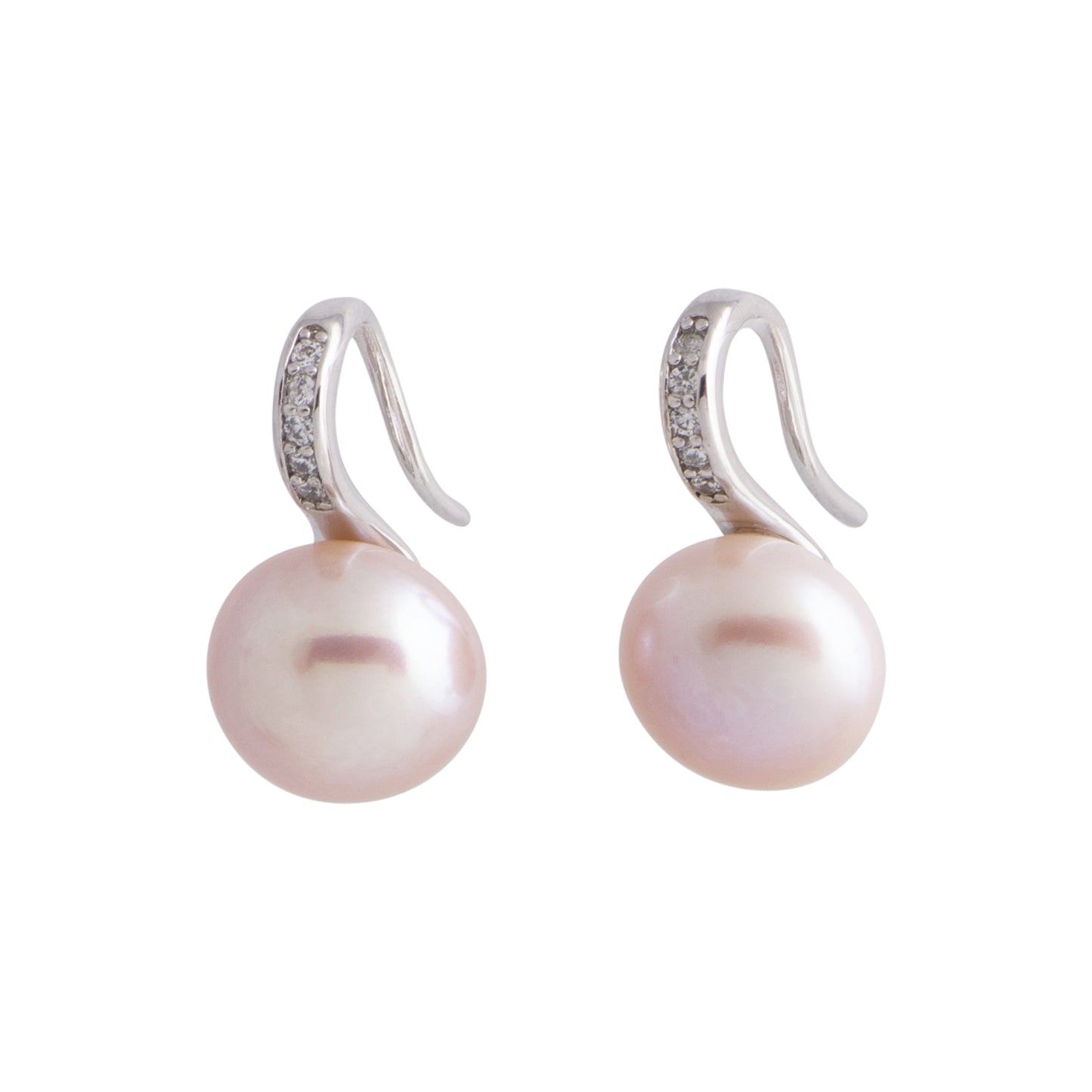 Europa - Silver-tone huggie earring with freshwater pearl (Natural pearls)
