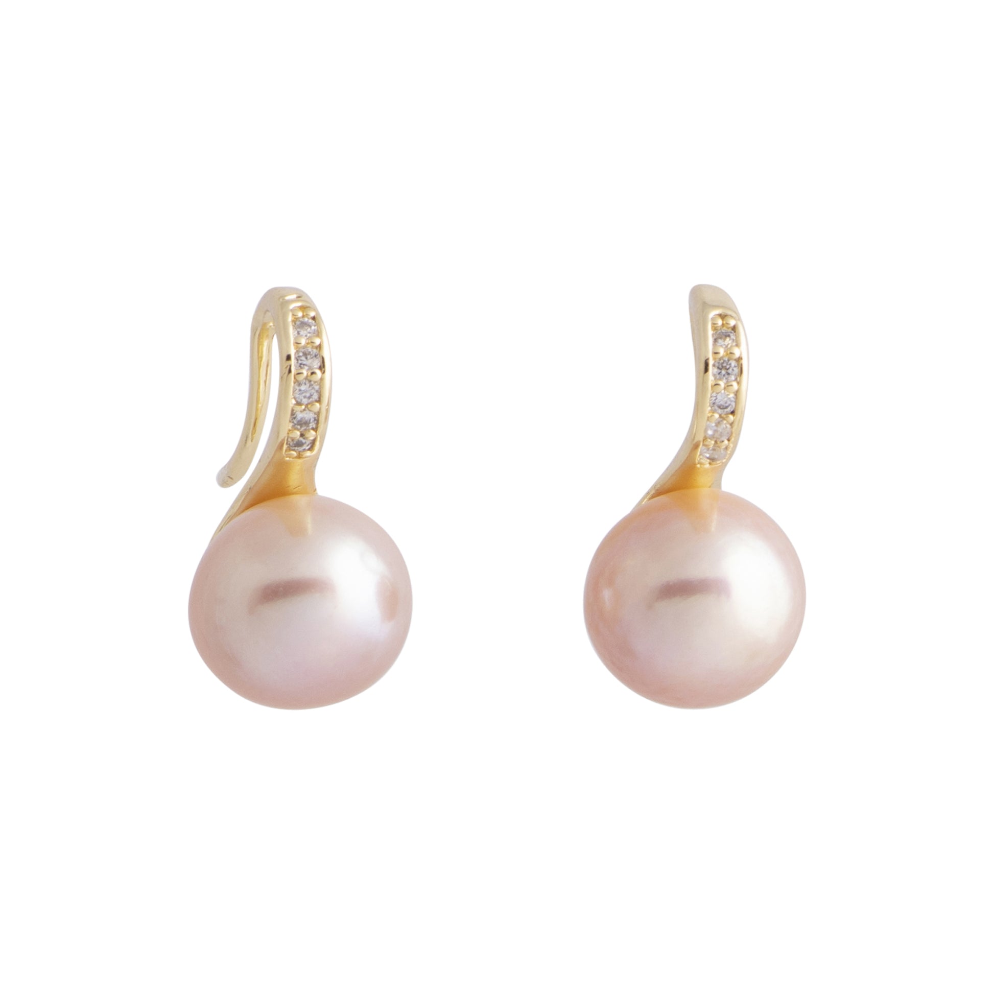Europa - Gold-tone huggie earring with freshwater pearl (Natural pearls)